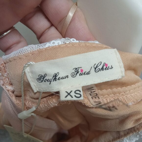 White and Nude Sparkly Long Prom Dress NWT - Picture 3 of 6